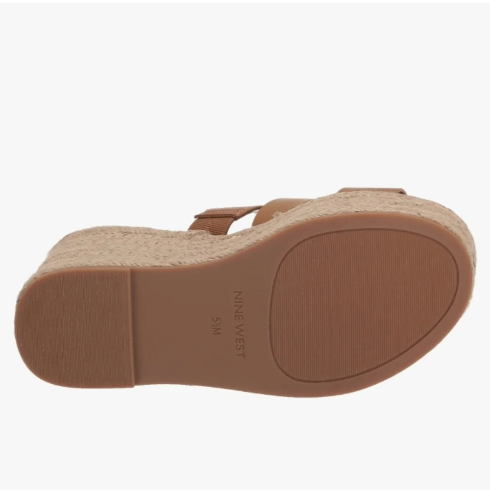 New w/o Box Nine West Keran 3 Vegan Leather Slip-On Espadrille Platform Wedge